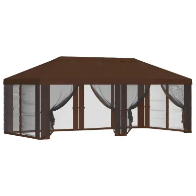 vidaXL Pokrov za gazebo s stranskimi stenami 6 x 3 m Rjava Poliester