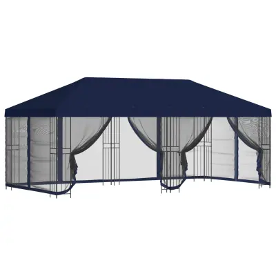 vidaXL Paviljon s stenami 6 x 3 m Modra Poliester in jeklo 190