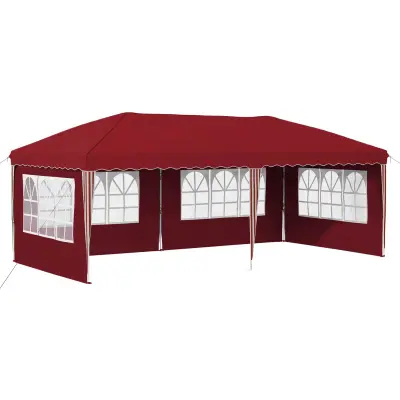 vidaXL Zložljivi šotor za zabave 575 x 289 x 245 cm Burgundija