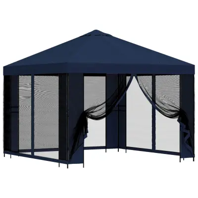 vidaXL Vrtni gazebo s stranskimi stenami 3 x 3 m Modra