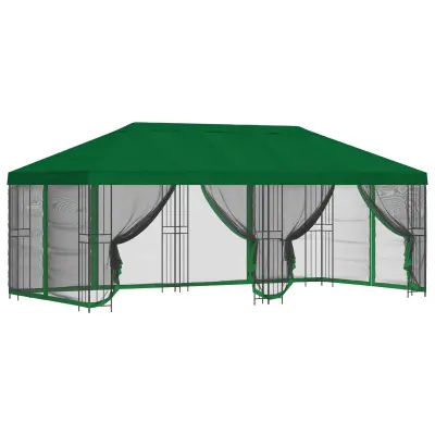 vidaXL Paviljon s stenami 6 x 3 m Zelena Poliester in jeklo 190