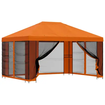 vidaXL Vrtni gazebo s stranskimi stenami 4 × 3 m Oranžna