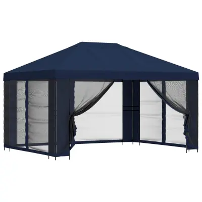 vidaXL Vrtni gazebo s stranskimi stenami 4 × 3 m Modra