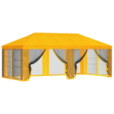 vidaXL Pokrov za gazebo s stranskimi stenami 6 x 3 m Rumena Poliester