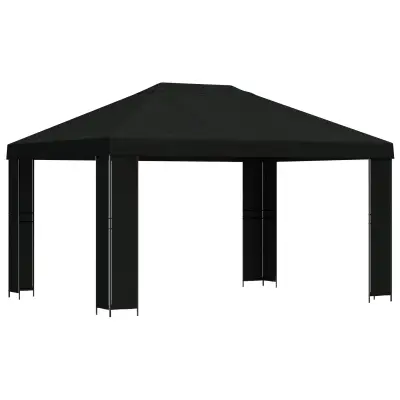 vidaXL Paviljon 4 × 3 m Črna Poliester in jeklo 190