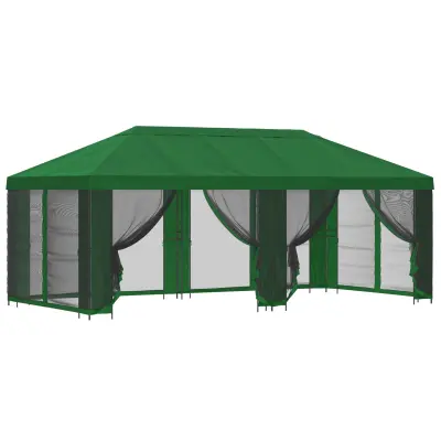 vidaXL Paviljon s stenami 6 x 3 m Zelena Poliester in jeklo 190