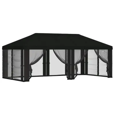 vidaXL Pokrov za gazebo s stranskimi stenami 6 x 3 m Črna Poliester