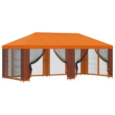 vidaXL Paviljon s stenami 6 x 3 m Oranžna Poliester in jeklo 190