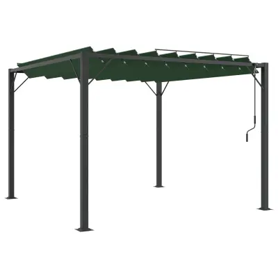 vidaXL Gazebo s lameliranim strešnim sistemom Zelena 3 x 3 x 2,14 m