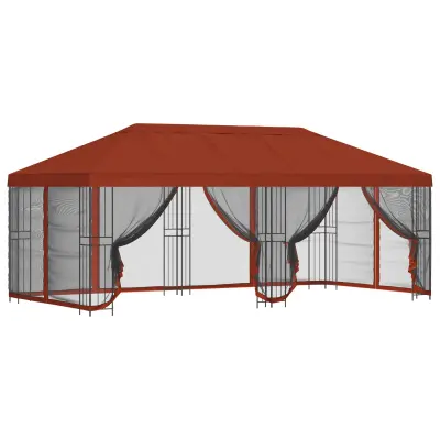 vidaXL Paviljon s stenami 6 x 3 m Terakota Poliester in jeklo 190