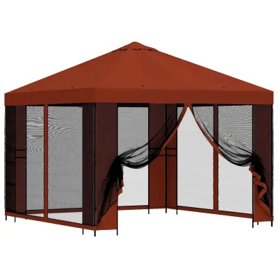 vidaXL Vrtni gazebo s stranskimi stenami 3 x 3 m Terakota