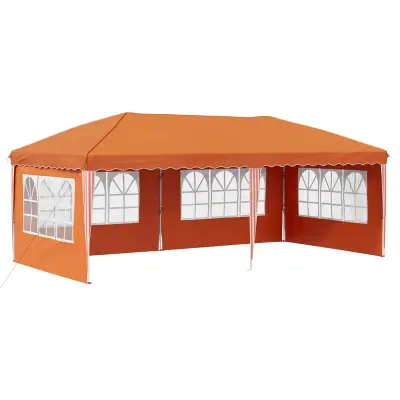 vidaXL Zložljivi šotor za zabave 575 x 289 x 245 cm Oranžna