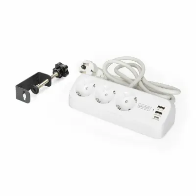 Digitus razdelilec 3x250V 2xUSB TipA TipC 1,5m namizni bel DA-70626