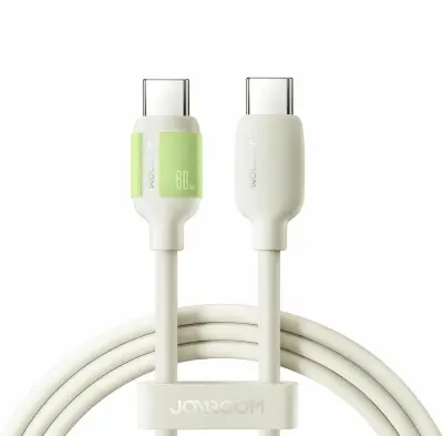Joyroom kabel USB C-C 1.2m 60W bež silikonski luminescent S-A53