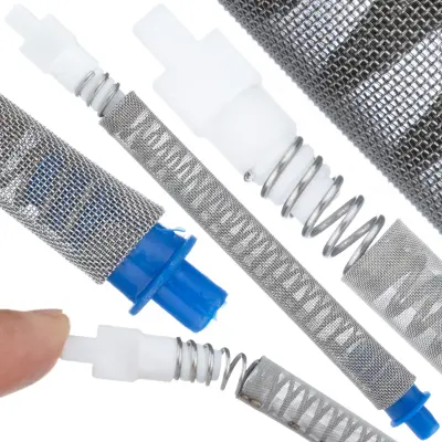 FTX Prstni Filter – 50 Mesh, S Pružino, Modra | 110 mm, Ø9 mm, Kovina/Plastika, Za Graco in Airlessco