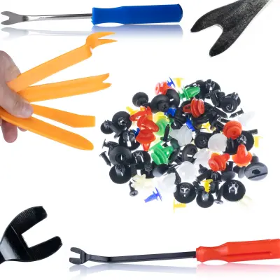 Set Univerzalnih Avtomobilskih Sponk 1000 Kos + Orodja Za Odstranjevanje Sponk 6 Kos | Trpežni Plastični Material, Različne Velikosti 1-4 Cm