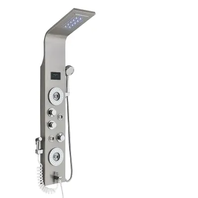 Tuš panel, LED zaslon, dežni in slapni glava, Nikelj 8006