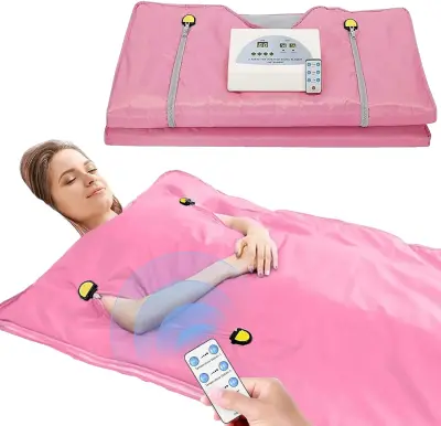 Infrardeča savna odeja, nastavljiva kontrola toplote, ergonomska zasnova z zadrgo, Roza barva, 220V EU vtič