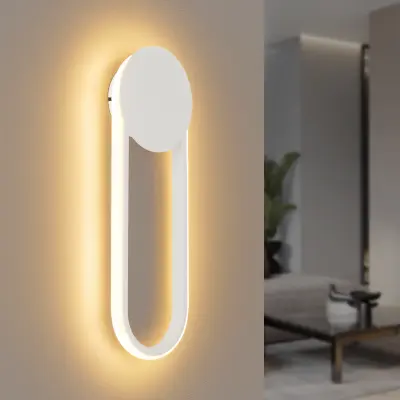 NETTLIFE Stenska LED stenska svetilka za notranjo uporabo - 12W, 41 cm stopniščna svetilka, bela hodniška svetilka, moder dizajn, 3000K