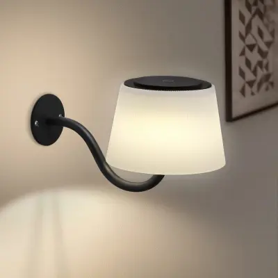 NETTLIFE stenska stenska svetilka na baterije: 2 moderni črni brezžični stenski LED svetilki z nastavljivo svetlostjo in stikalom