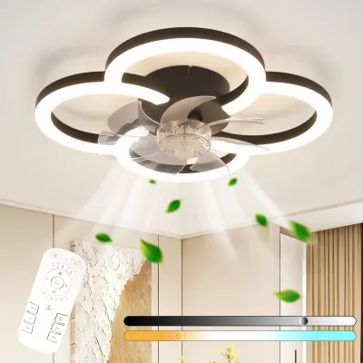 NETTLIFE stropni ventilator z LED osvetlitvijo - 40 W, tih, črne barve, z daljinskim upravljalnikom, nastavitvijo svetlosti in 6-stopenjskim tajmerje