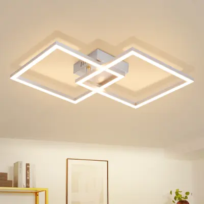 NETTLIFE stropna LED svetilka za spalnico - Dnevna svetilka 24 W, toplo bela 3000 K, kuhinjska svetilka, srebrna, nastavljiva