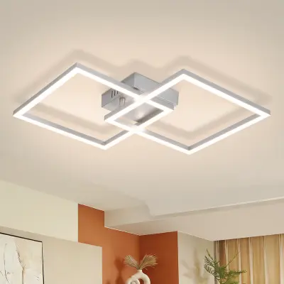 NETTLIFE stropna LED svetilka za spalnico - Srebrna nočna svetilka 24 W, nevtralno bela 4000 K, nastavljiva, sodoben dizajn