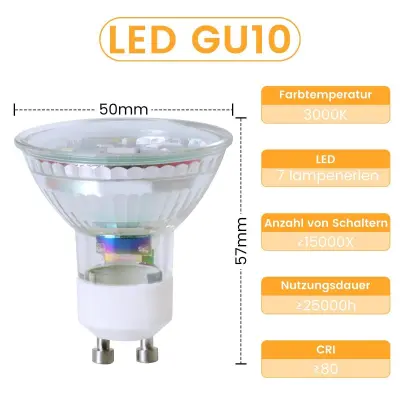 NETTLIFE Paket 6 LED sijalk GU10 nevtralno bela 5 W nadomesti 50 W sijalko 4000 K varčna poraba energije snop 110° brez možnosti zatemnjevanja