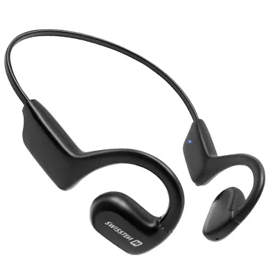 Swissten, Športne slušalke s kostno prevodnostjo, Bluetooth, 10 ur avtonomije, Črna