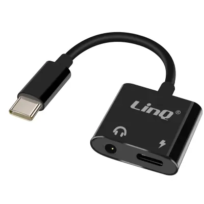 LinQ, USB C v avdio priključek in USB C adapter za polnjenje - LinQ črna, Črna