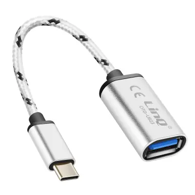 LinQ, Adapterski kabel USB-C na USB OTG 15 cm, Srebrna