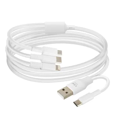 LinQ, USB-A / USB-C v USB-C, kabel Lightning in mikro-USB Dolžina 1,2 m, Bela
