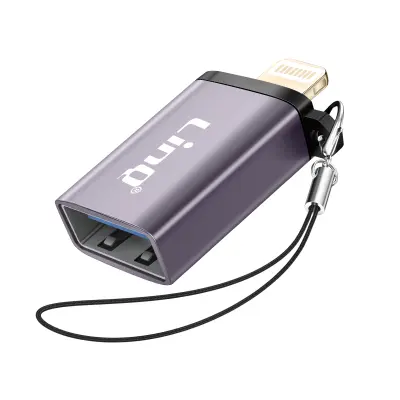 LinQ, OTG USB ženski na Lightning moški adapter z vponko, Siva