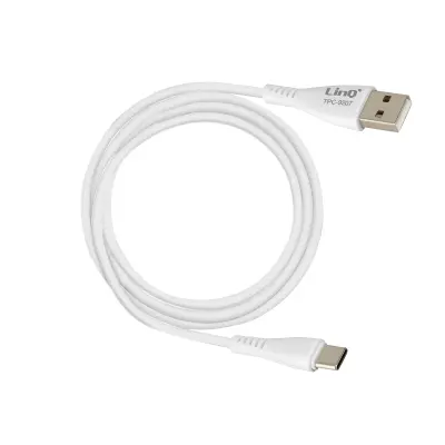 LinQ, USB-USB-C kabel 15 W za polnjenje in prenos najlonske pletenice 1 m, Bela