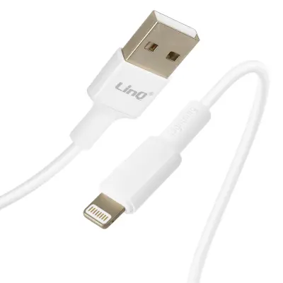 LinQ, USB v Lightning kabel 2,4 A, hitro polnjenje in sinhronizacija 3 m, Bela
