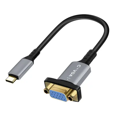 LinQ, Video kabel USB-C moški na VGA ženski FULL HD 1080p 20cm, Črna