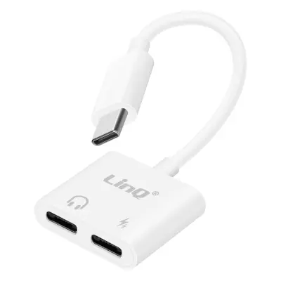 LinQ, Napajalnik USB C z 2x USB C za zvok in hitro polnjenje, Bela