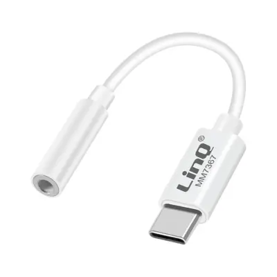 LinQ, Zvočni adapter USB C na 3,5-milimetrski priključek združljiv z glasovnimi ukazi, Bela