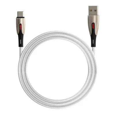 LinQ, Kabel USB v USB-C, hitro polnjenje, 5A, sinhronizacija, najlon, 1.2m, Srebrna