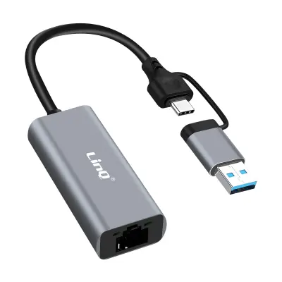 LinQ, Ethernet RJ45 1Gbps na USB C in USB Plug And Play adapter, Črna