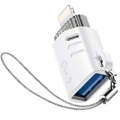 XO, Adapter za polnjenje USB ženskega spola z Lightning moškega spola Compact, Bela