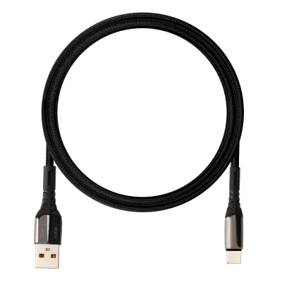 LinQ, Kabel USB v USB C, hitro polnjenje, 5 A, sinhronizacija, pleten, 1 m, Črna