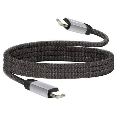 LinQ, Kabel USB-C na USB-C 4A Hitro polnjenje 80W iz pletenega najlona 1,2m, Črna