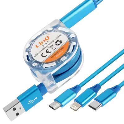 LinQ, Univerzalni izvlečni USB kabel 1m, Modra