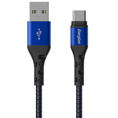ENERGIZER, Polnilni in podatkovni kabel USB-A na USB-C iz pletenega najlona 2m proti zapletanju, Modra