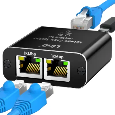 LinQ, RJ45 Gigabitna 1000 Mb/s Ethernetna vtičnica za 2 istočasni napravi, Črna