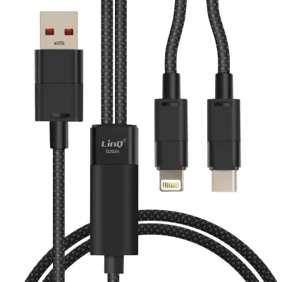 LinQ, USB kabel Za strele in USBC 1,2 m, Črna