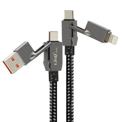 LinQ, 100W sinhronizacijski kabel USB in USB-C z USB-C in Lightning, Črna