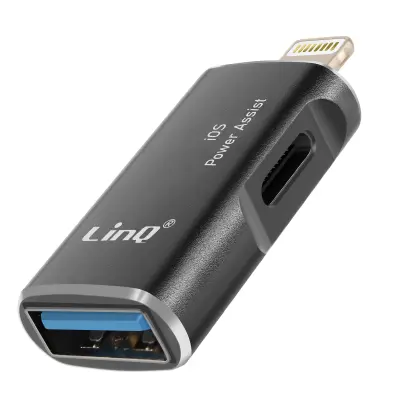 LinQ, OTG USB in USB C z adapterjem Lightning, Črna