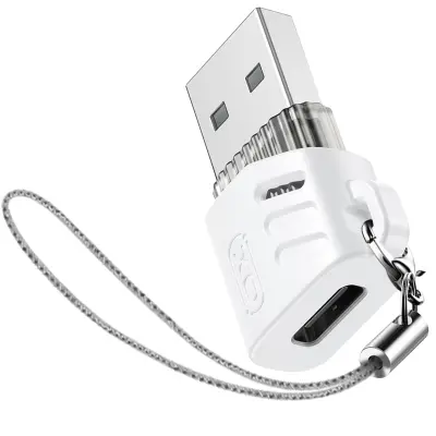 XO, Adapter za polnjenje USB ženskega spola na USB-C moškega spola Kompaktno, Bela